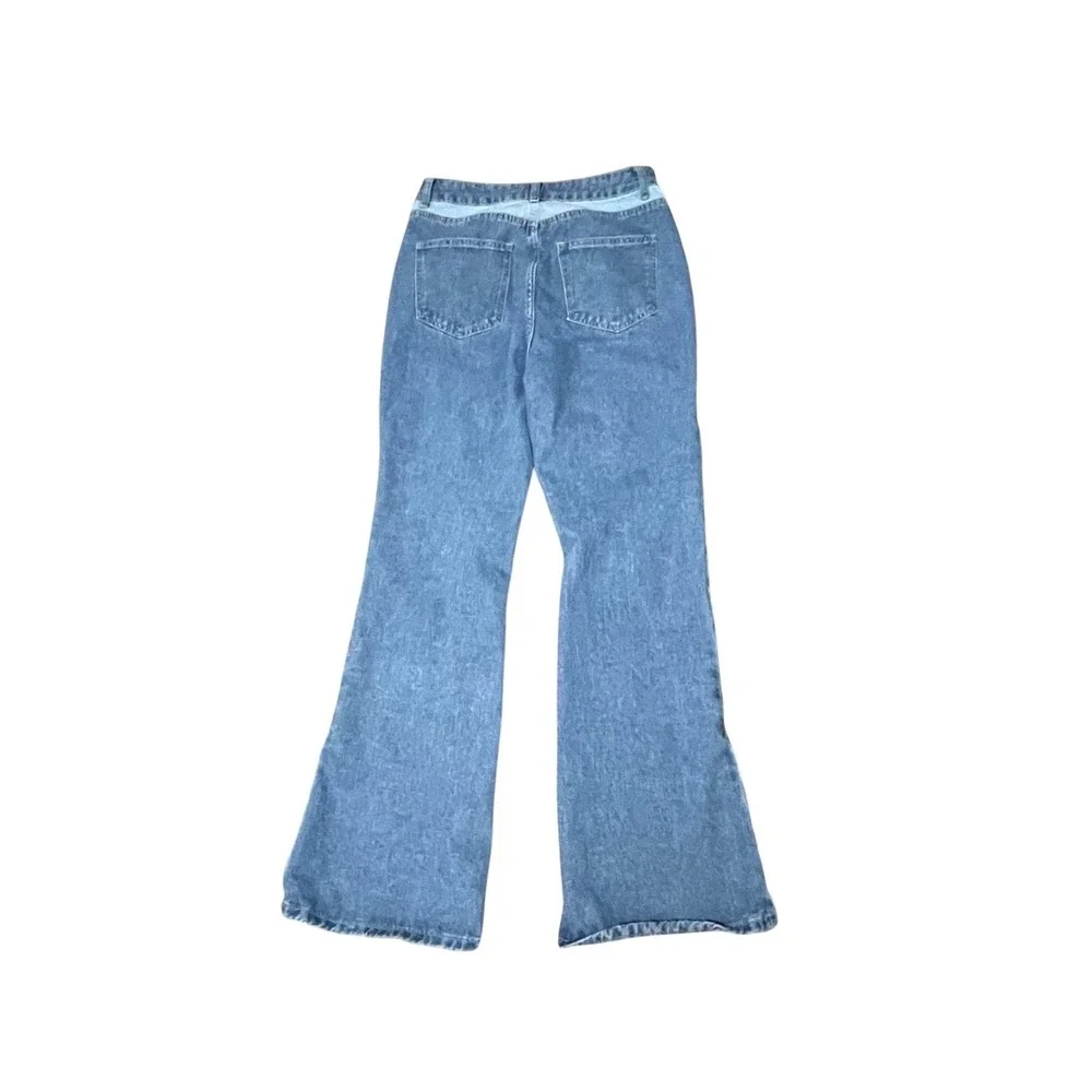 SHEIN Women's Patchwork Flare Jeans Light Wash Denim Size‎ M